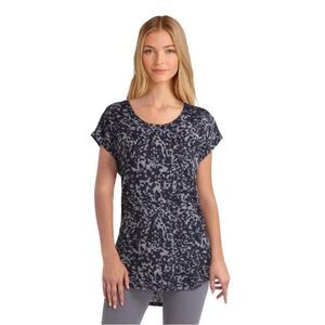 𝅺H by Halston Womens Size Medium Jersey Tee Shirt Grey Animal Print NEW